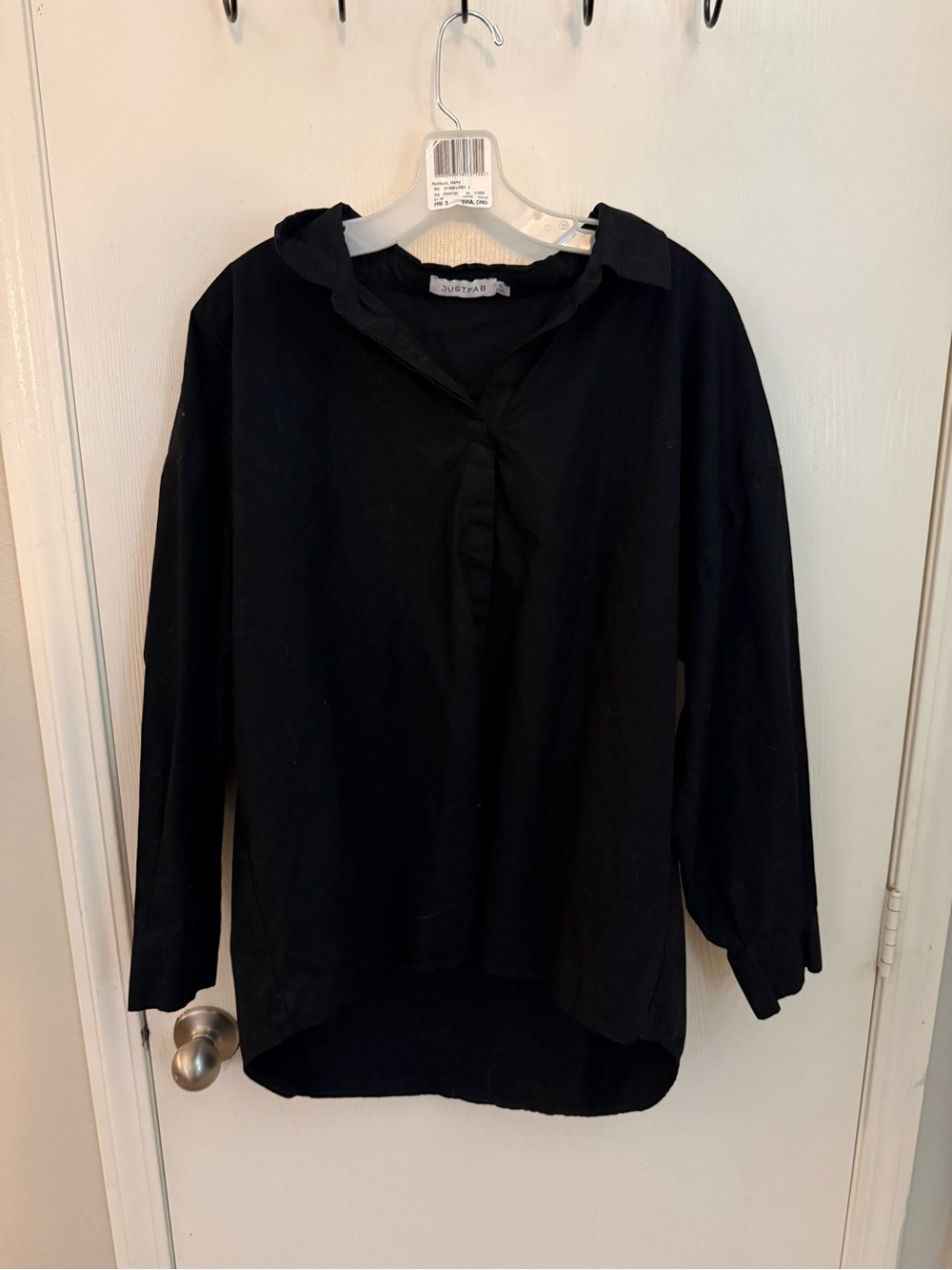 JustFab Black Classic Button-Front Blouse